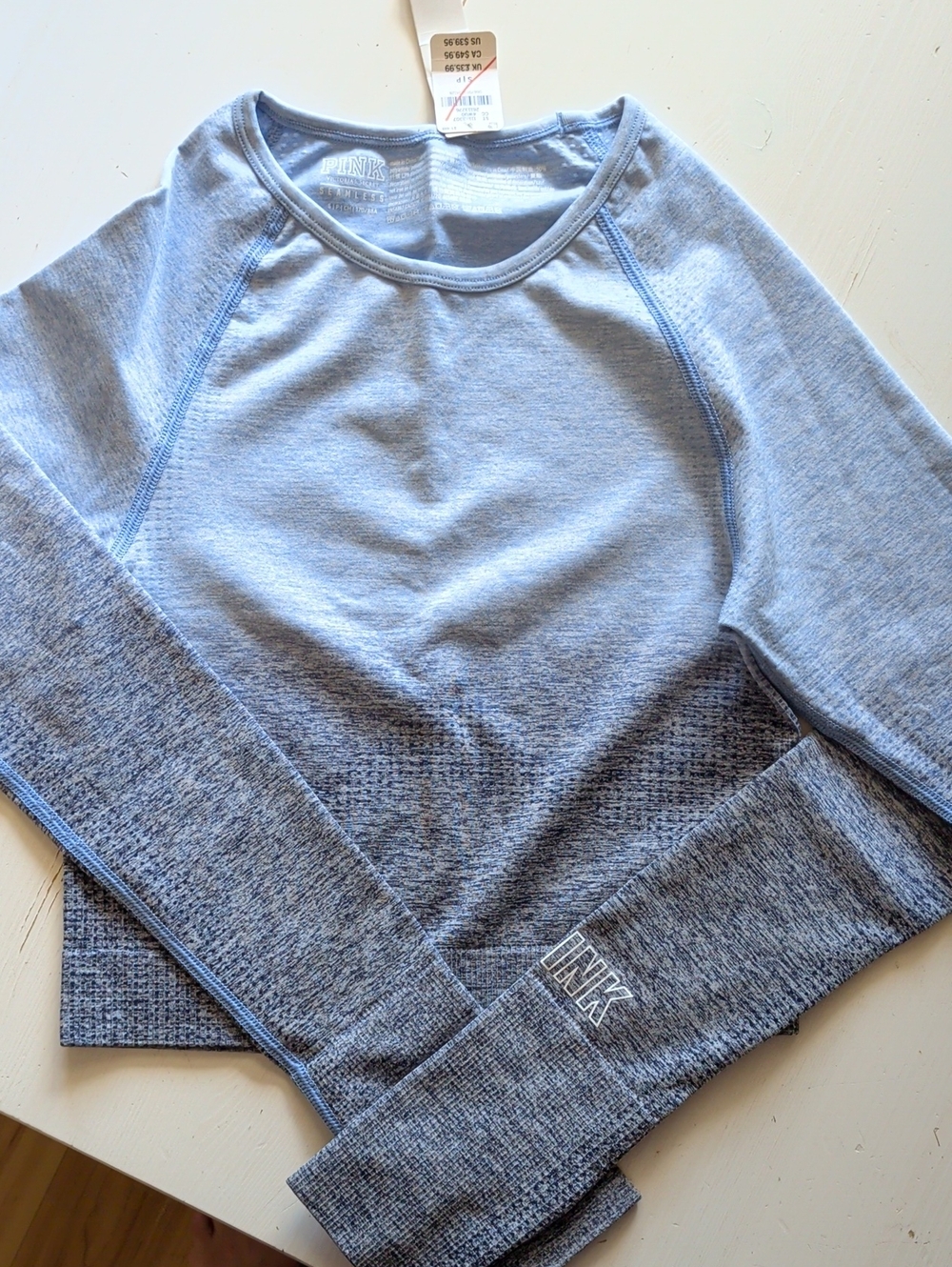 Victoria's Secret PINK Light Blue Seamless Crop Top